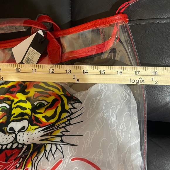 Ed Hardy Transparent Tote with Tiger and Red Accents Large - Picture 8 of 9